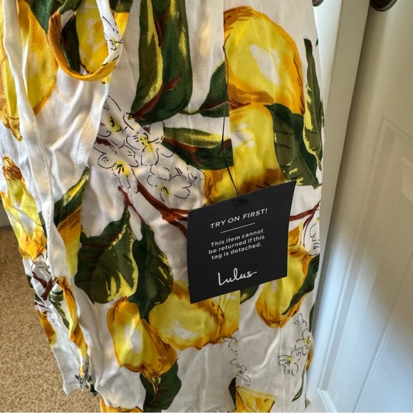 Lulus A La Tart White and Yellow Lemon Print Wrap Dress - Picture 6 of 8